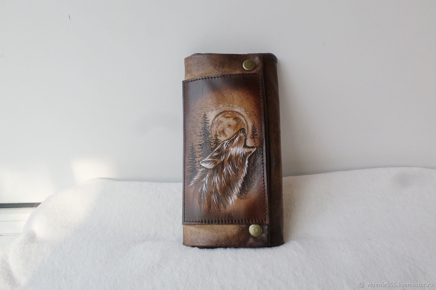 Leather wallet with engraving and painting to order for Olga, Wallets, Noginsk,  Фото №1