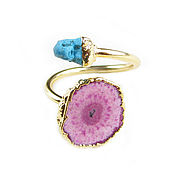Украшения handmade. Livemaster - original item Turquoise and quartz ring, delicate ring, gift on March 8. Handmade.