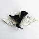 Domino leather flower brooch black and white black and white. Brooches. De-Si-Re. My Livemaster. Фото №5
