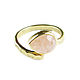 Золотое кольцо с кварцем, безразмерное кольцо с камнем розовый кварц. Кольца. Irina Moro (Ирина Моро украшения). Ярмарка Мастеров.  Фото №6
