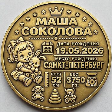 Работы для детей, ручной работы. Ярмарка Мастеров - ручная работа Медаль новорожденному. Handmade.
