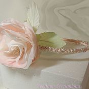 Украшения handmade. Livemaster - original item Bezel with rose and pearls. Silk flowers. Handmade.