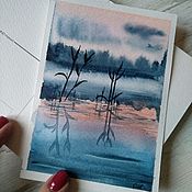 Открытки handmade. Livemaster - original item Watercolor card "Misty morning". Handmade.