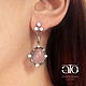 Made to order. Big. very beautiful earrings with cabochon pink quartz and diamonds.

