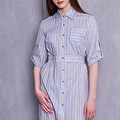 Одежда handmade. Livemaster - original item Thin cotton striped dress. Handmade.