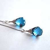 Earrings silver bright blue quartz 