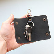 Сумки и аксессуары handmade. Livemaster - original item Leather keychain black. Handmade.