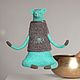 'Om' Bear Yogi felt toy. Wool sculpture (turquoise), Toys, Ekaterinburg,  Фото №1