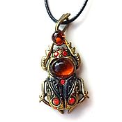 Украшения handmade. Livemaster - original item Scarab Beetle Pendant Amulet Talisman for Love, Good luck Amber Brass. Handmade.