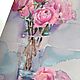 Painting Pink roses in mixed media (turquoise white). Pictures. Pastelena. My Livemaster. Фото №4