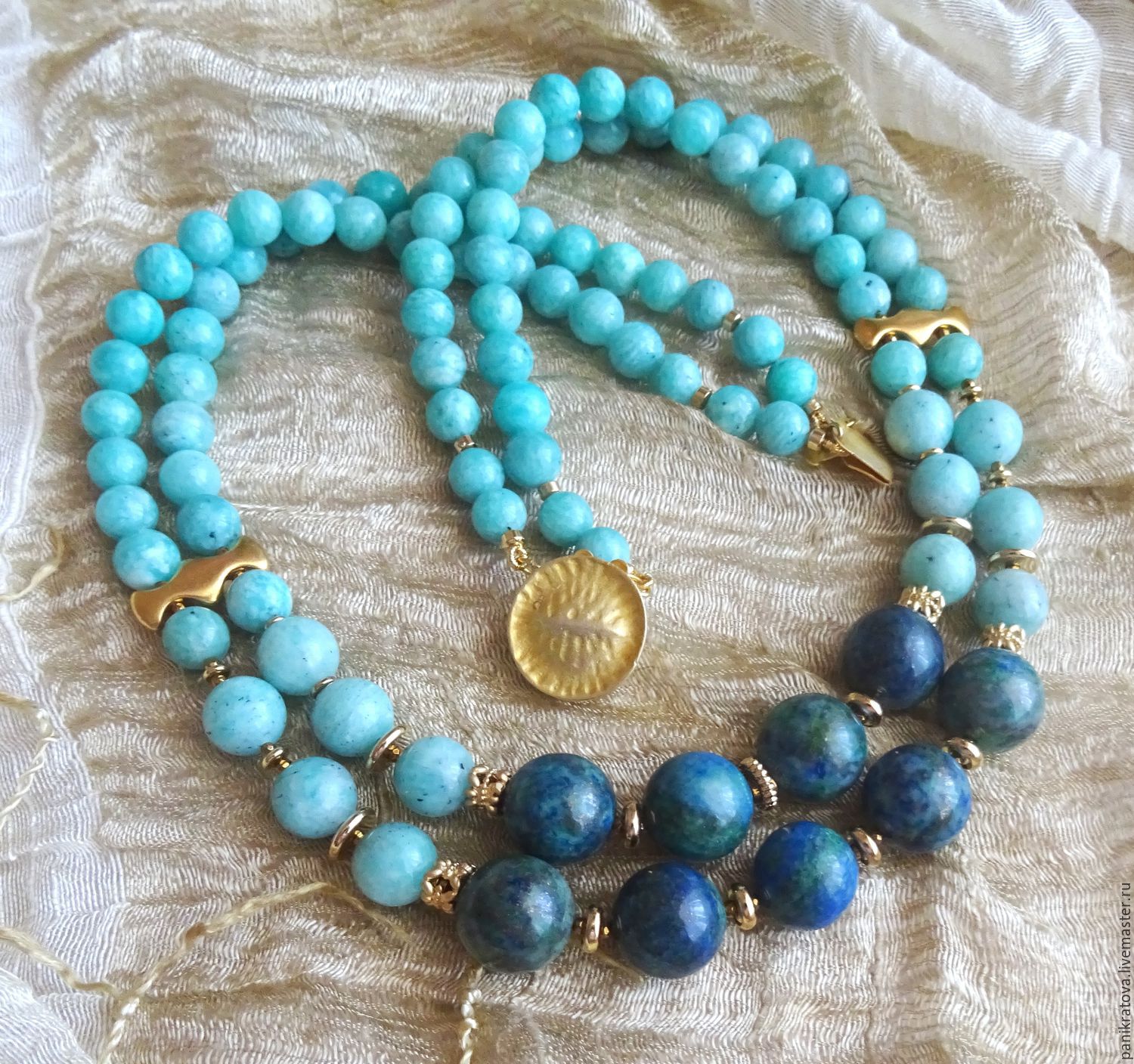 necklace 'cote d'azur' (amazonite, azurite), Necklace, Moscow,  Фото №1