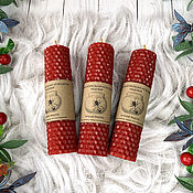 Сувениры и подарки handmade. Livemaster - original item Natural candle made of colored wax Red, 1 piece. Handmade.
