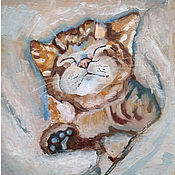 Картины и панно ручной работы. Ярмарка Мастеров - ручная работа Pintura gatito gato gato lindo pintura al óleo. Handmade.
