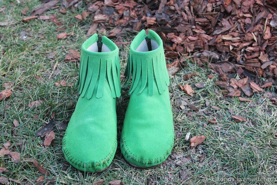 green moccasin boots