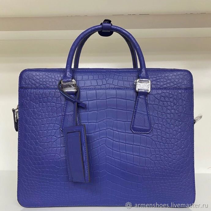Genuine Crocodile Leather blue Handbag, crocodile skin Handbag
