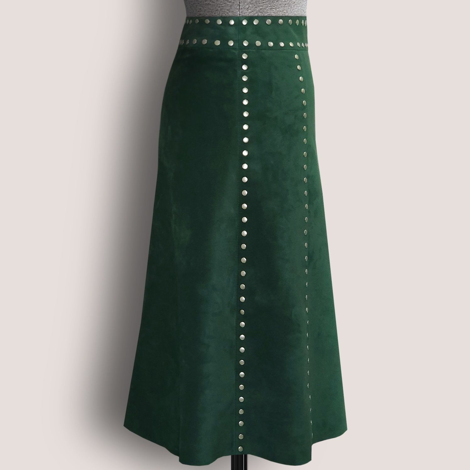 Green leather outlet skirt suede