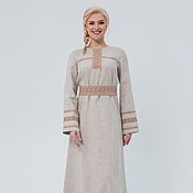 Русский стиль handmade. Livemaster - original item Dress linen Origins. Handmade.