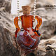 Sparkling - bottle lampwork - brown topaz blue glitter - silver glass, Aroma souvenirs, Moscow,  Фото №1