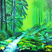 Картины и панно handmade. Livemaster - original item Painting forest landscape 