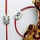 Inguz, Bracelet on a red thread with the Inguz rune, silver, Bracelet thread, Moscow,  Фото №1