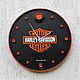 Заказать Оранжево-черные настенные часы из бочки в стиле Harley Davidson. Custom Drum. Ярмарка Мастеров. . Часы классические Фото №3