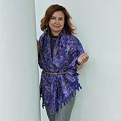Аксессуары handmade. Livemaster - original item Gift Woman Wide Scarf Stole on Dress Purple Boho Style. Handmade.