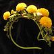 Headbands: Leather floral hair band with yellow dandelions, Headband, Rostov-on-Don,  Фото №1