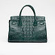 Roomy women's bag made of crocodile leather in green color. Classic Bag. PREMIUM GOODS. Online shopping on My Livemaster.  Фото №2