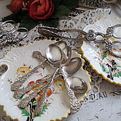 Винтаж: Серебряные ножнички для винограда с декором в виде розочек