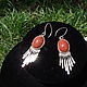 Earrings with onyx orange. Thread earring. PumaSilver. Online shopping on My Livemaster.  Фото №2