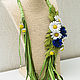 Necklace leather Daisies and cornflowers. Decoration leather, Necklace, Bobruisk,  Фото №1