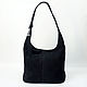 Сумка-торба замшевая Hobo Bag Long black zip. Сумка-торба. Сумки из кожи ANGELDEMONS  design. Интернет-магазин Ярмарка Мастеров.  Фото №2