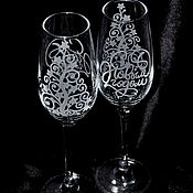Посуда handmade. Livemaster - original item NEW YEAR. glasses with engraving. Handmade.
