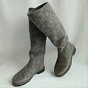 Обувь ручной работы handmade. Livemaster - original item Boots valenki Gray with a pressed boot h 41-45, trim cattle leather. Handmade.