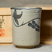 Винтаж: Японская чаша Тяван ручной работы для чая маття, керамика Хаги 2032