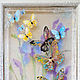 Картина с бабочками, картина с ирисами на прозрачном шелке, Картины, Находка,  Фото №1