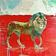  A lion on a red background. Animalism, oil, painting. Pictures. Julia-Elkina. Online shopping on My Livemaster.  Фото №2
