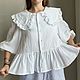 Блуза белая с широким воротником из муслина. Блузки. Boho. Интернет-магазин Ярмарка Мастеров.  Фото №2