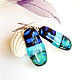 Classic earrings: made of dichroic glass Water, Earrings, Khabarovsk,  Фото №1