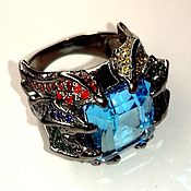 Украшения handmade. Livemaster - original item Poseidon`s Kingdom ring with blue Topaz. Handmade.