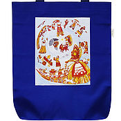Русский стиль handmade. Livemaster - original item Folk Souvenirs: Maslenitsa, a bag with an author`s print with lining. Handmade.