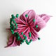 Dream Leather Flower Brooch Light Pink Green Mint. Brooches. De-Si-Re. My Livemaster. Фото №4