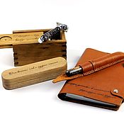 Сувениры и подарки handmade. Livemaster - original item Men`s gift set Premium leather Notepad pen razor.. Handmade.