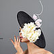 Черная дизайнерская шляпка для скачек с цветком "Харди". Шляпы. Анна Андриенко (Головные уборы). Ярмарка Мастеров.  Фото №4
