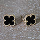 Order Elegant earrings in the form of a clover with onyx in 585 yellow gold. jewelry-market. Livemaster. . Earrings Фото №3