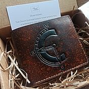 Сумки и аксессуары handmade. Livemaster - original item Leather wallet with embossed and painted Chrono trigger. Handmade.