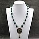 Emerald Necklace with agate chalcedony and Rhinestone pendant, Necklace, Moscow,  Фото №1