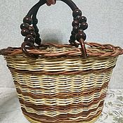 Сумки и аксессуары handmade. Livemaster - original item Bag - braided basket with wooden handles. Handmade.