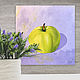 Oil painting: GREEN APPLE, m/x, 40h40, pop art, original, Pictures, Moscow,  Фото №1
