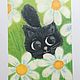 Oil pastel painting children's cat in daisies 'Hello' 297h420mm. Pictures. Larisa Shemyakina Chuvstvo pozitiva (chuvstvo-pozitiva). Интернет-магазин Ярмарка Мастеров.  Фото №2